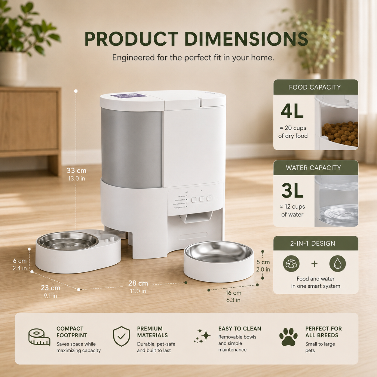 SmartPet™ 2-in-1 Automatic Pet Feeder & Water Dispenser | WiFi App Control