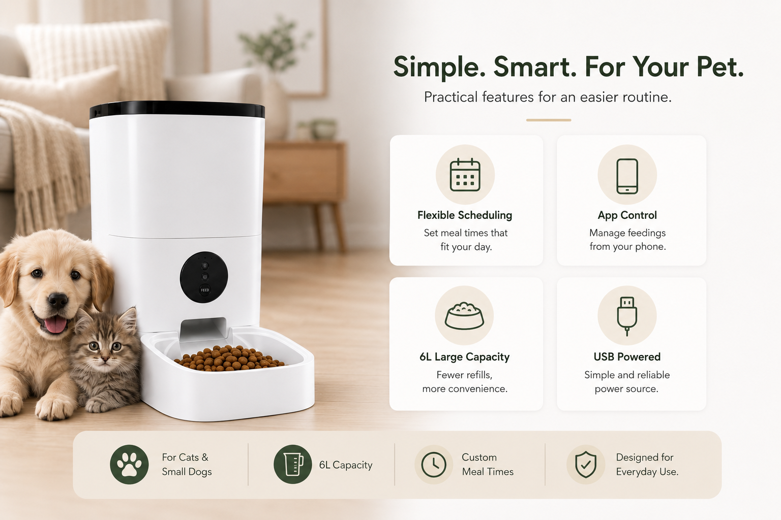 SmartPet™ 6L Automatic Pet Feeder with HD Camera & App Control