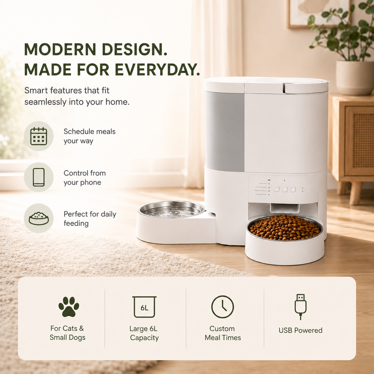 SmartPet™ 2-in-1 Automatic Pet Feeder & Water Dispenser | WiFi App Control